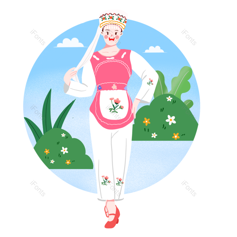 民族风图片,少数民族元素,插画PNG,卡通人物免抠素材